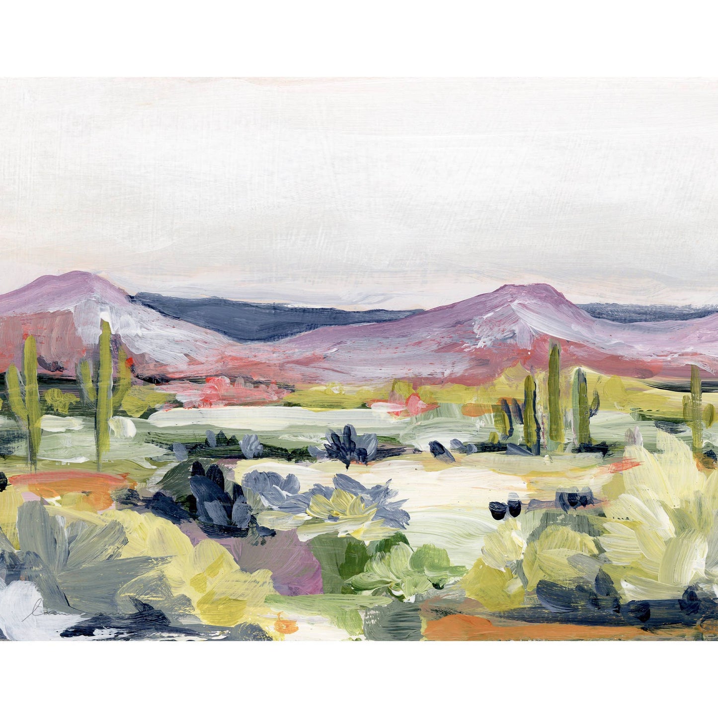 Desert Flora Art Print giclée fine art print on matte canvas paper, featuring an original acrylic painting and artist's signature in the lower corner. Unframed.