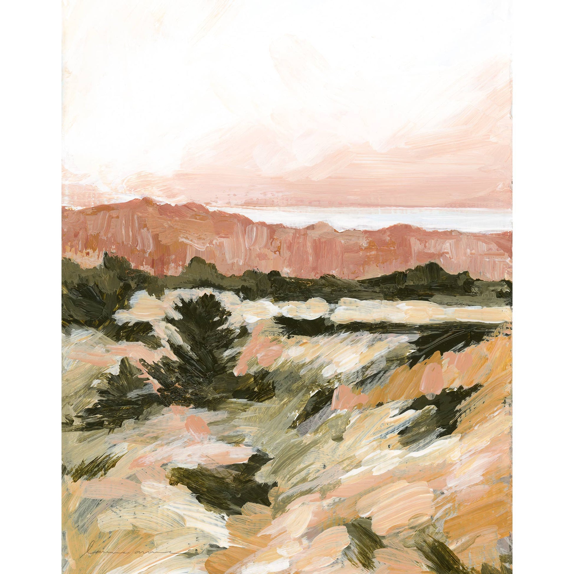 Ochre Coast Art Print giclée fine art print on matte canvas paper, featuring an original acrylic painting and artist's signature in the lower corner. Unframed.