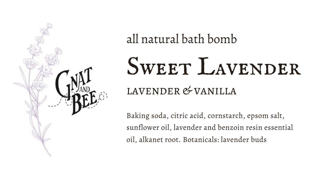 Sweet Lavender Bath Bomb with calming lavender and vanilla scent, ideal for bedtime relaxation and skin nourishment during bath rituals. Ingredients. 