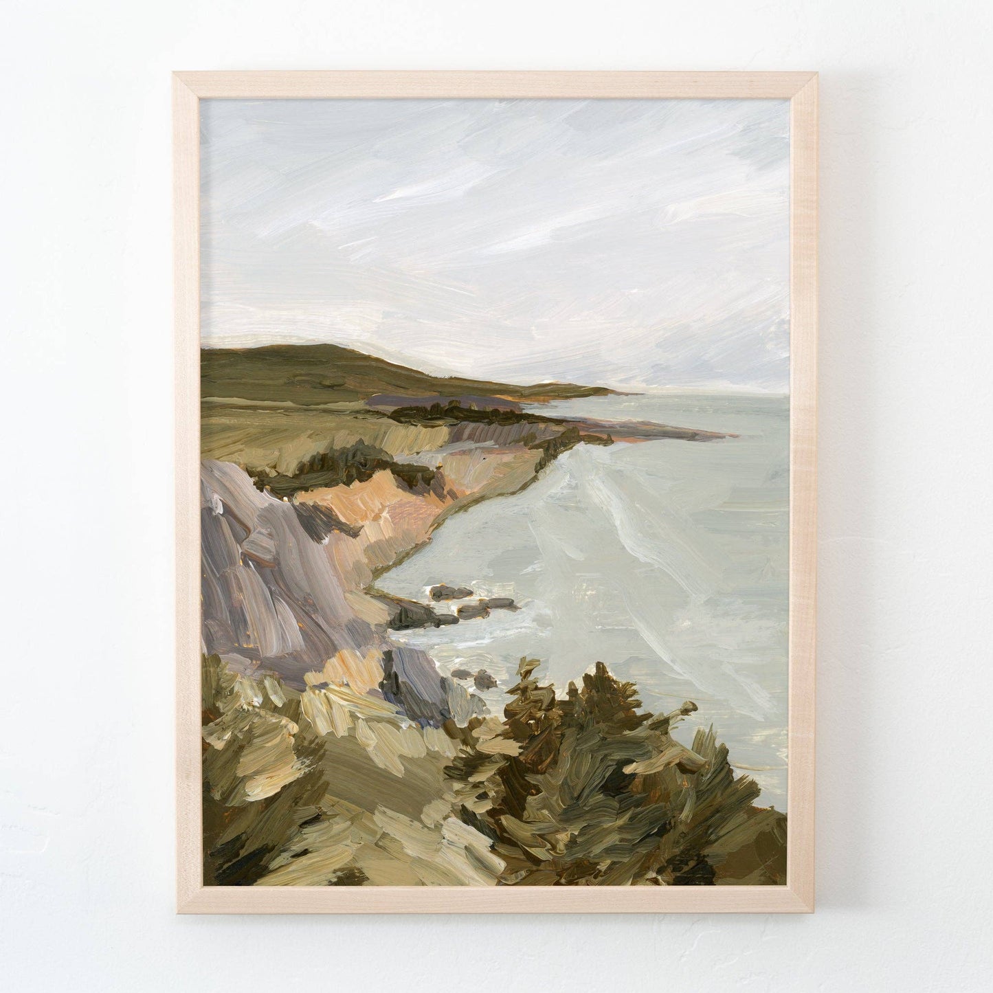 Big Sur Art Print giclée fine art print on matte canvas paper, featuring an original acrylic painting and artist's signature in the lower corner, framed.