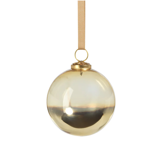 Ombre Luster Ornament featuring a unique glass design with a gold cap, measuring 3.5 inches, perfect for holiday tree displays and festive centerpieces.