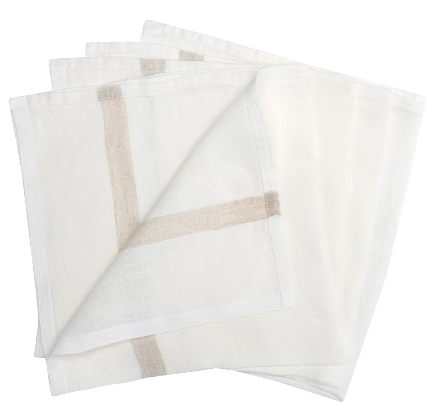 Laundered Linen Napkin, Natural Stripe