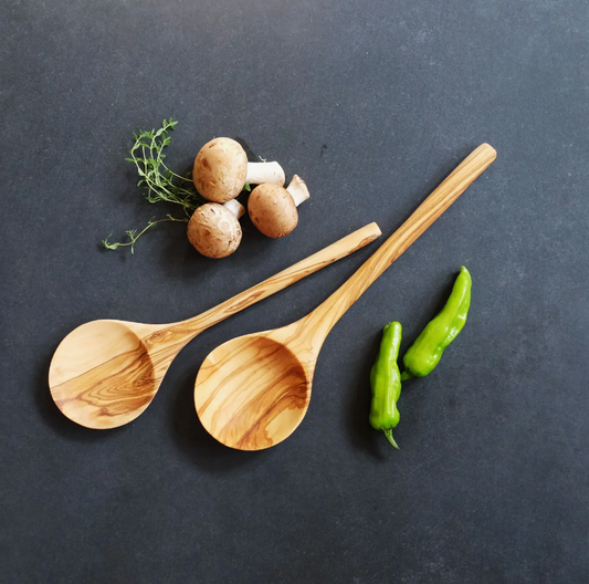 Deep Olive Wood Serving Spoon