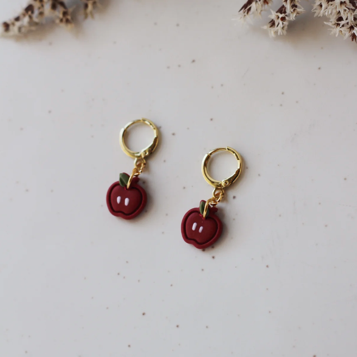 Mini Apple Huggie Earrings