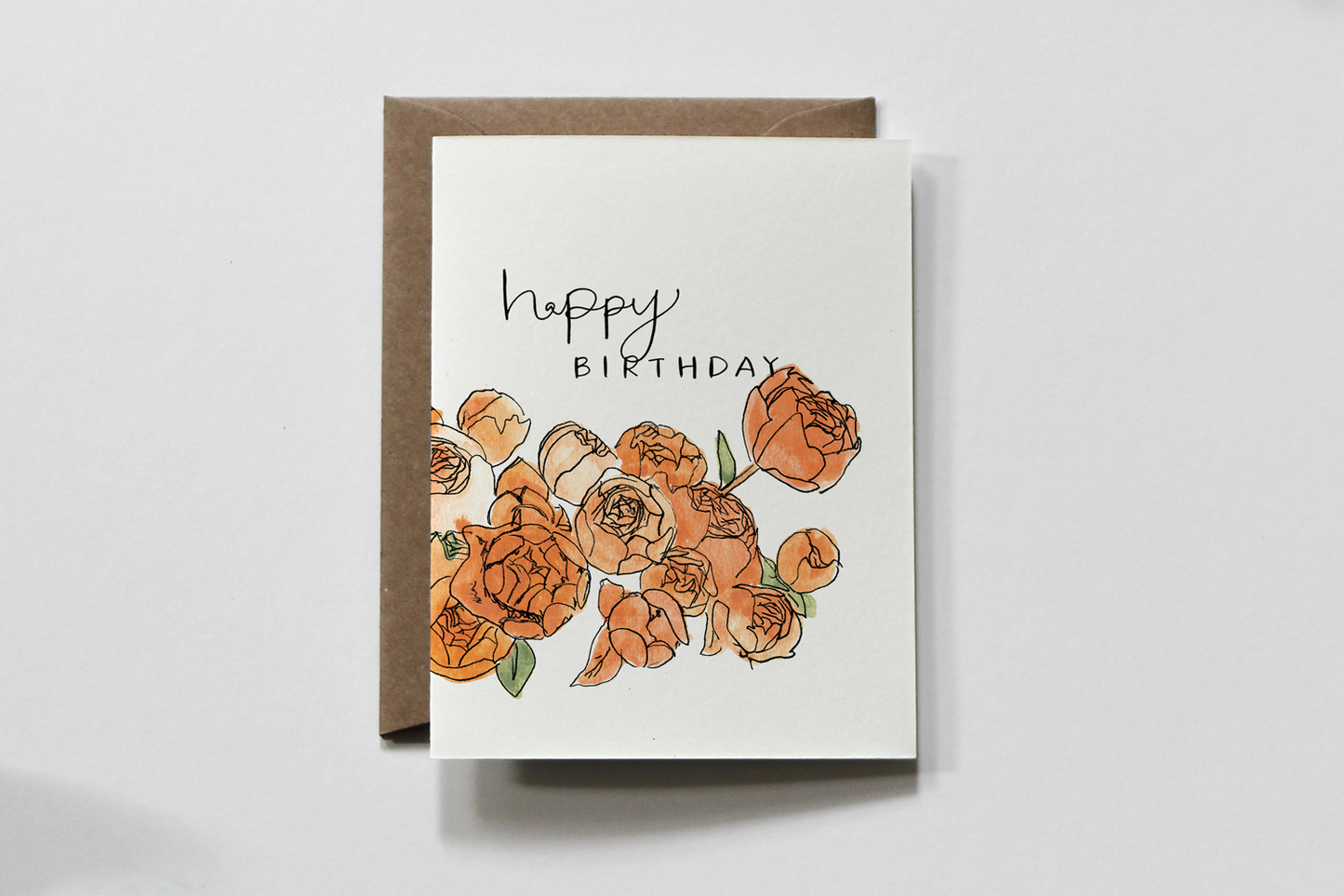 Floral Watercolor Happy Birthday Greeting Card